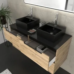 Meuble de salle de bain avec 2 vasques et miroir à leds