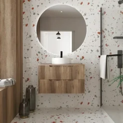 Meuble de salle de bain ondulé à suspendre avec vasque à poser