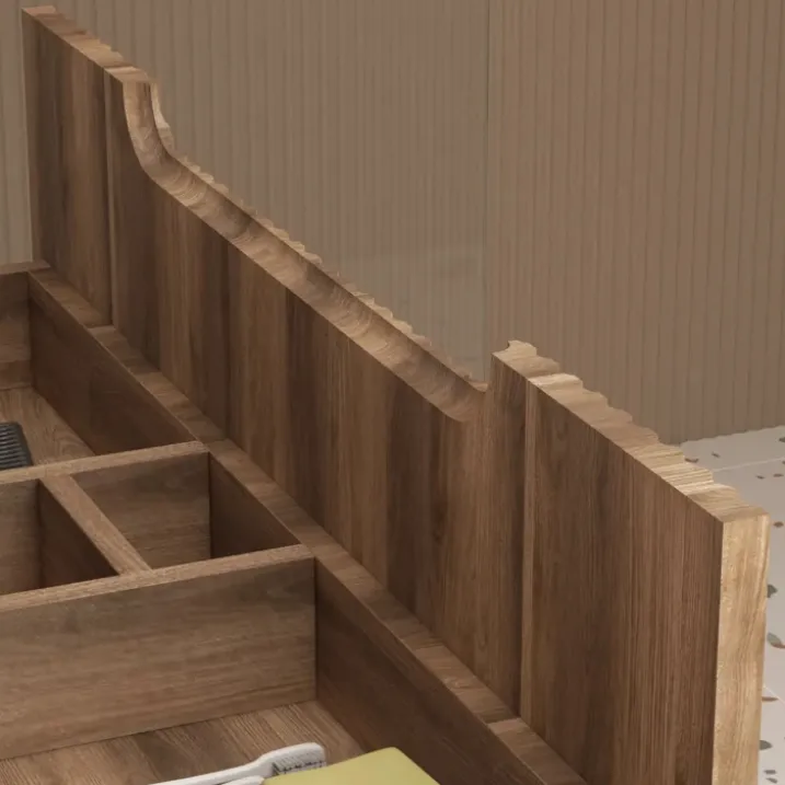 Meuble de salle de bain ondulé à suspendre avec vasque à encastrer