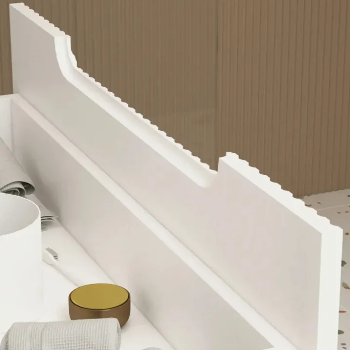 Meuble de salle de bain ondulé à suspendre avec vasque à encastrer