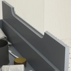 Meuble de salle de bain ondulé à suspendre avec vasque à encastrer