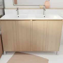 Meuble de salle de bains double vasque avec 4 portes