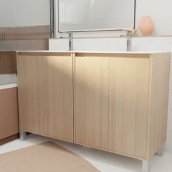 Meuble de salle de bains double vasque avec 4 portes