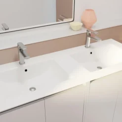 Meuble de salle de bains double vasque avec 4 portes