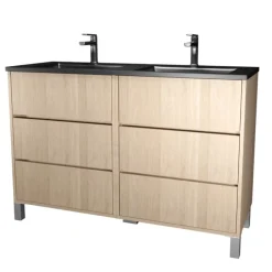 Meuble de salle de bains double vasque avec 6 tiroirs