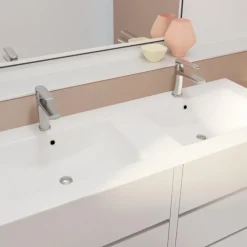 Meuble de salle de bains double vasque avec 6 tiroirs