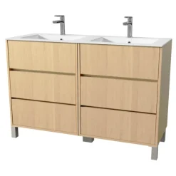Meuble de salle de bains double vasque avec 6 tiroirs