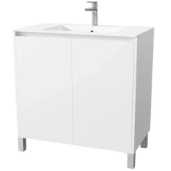 Meuble de salle de bains sur pieds avec 2 portes et vasque