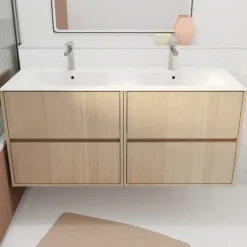 Meuble de salle de bains suspendu double vasque avec 4 tiroirs