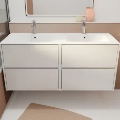 Meuble de salle de bains suspendu double vasque avec 4 tiroirs