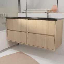 Meuble de salle de bains suspendu double vasque avec 4 tiroirs