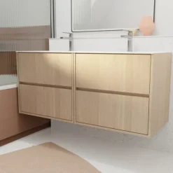 Meuble de salle de bains suspendu double vasque avec 4 tiroirs