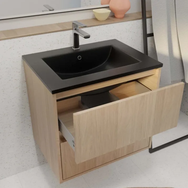 Meuble de salle de bains suspendu 2 tiroirs avec vasque