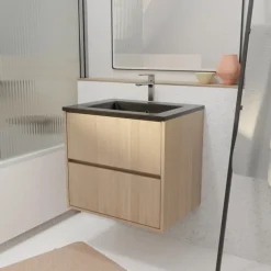 Meuble de salle de bains suspendu 2 tiroirs avec vasque