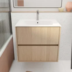 Meuble de salle de bains suspendu 2 tiroirs avec vasque