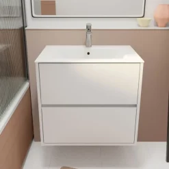 Meuble de salle de bains suspendu 2 tiroirs avec vasque