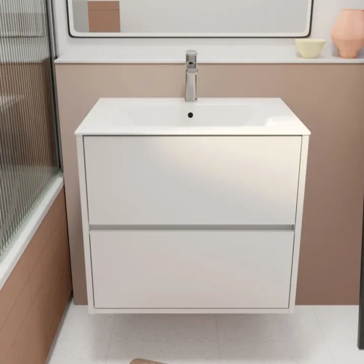 Meuble de salle de bains suspendu 2 tiroirs avec vasque