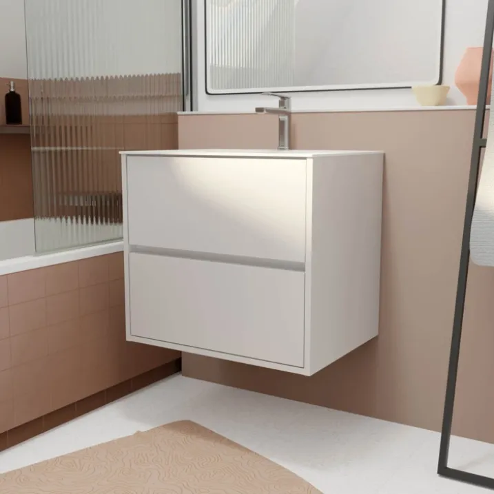 Meuble de salle de bains suspendu 2 tiroirs avec vasque
