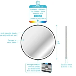 Miroir rond à leds