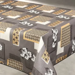 Nappe anti taches motif fleur et forme géométrique