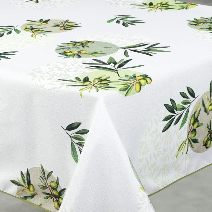 Nappe anti-tâche rectangulaire motif olive