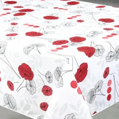 Nappe anti-tâche rectangulaire motif coquelicots
