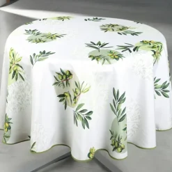Nappe anti-tâche ronde motif olive