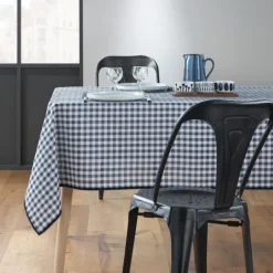 Nappe Carrée Infroissable Vichy Bleu Antitache