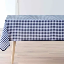Nappe Carrée Infroissable Vichy Bleu Antitache