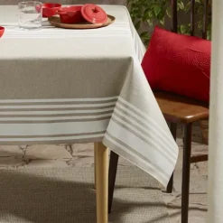 Nappe de table en polycoton enduit anti-tache à motif rayé