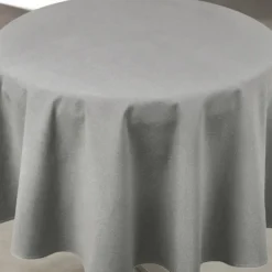 Nappe déperlante anti-taches effet lin pour table ronde