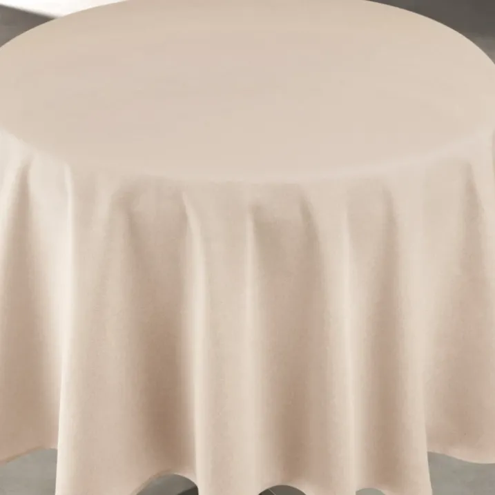 Nappe déperlante anti-taches effet lin pour table ronde