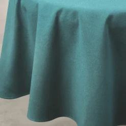 Nappe déperlante anti-taches effet lin pour table ronde