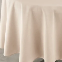 Nappe déperlante anti-taches effet lin pour table ronde