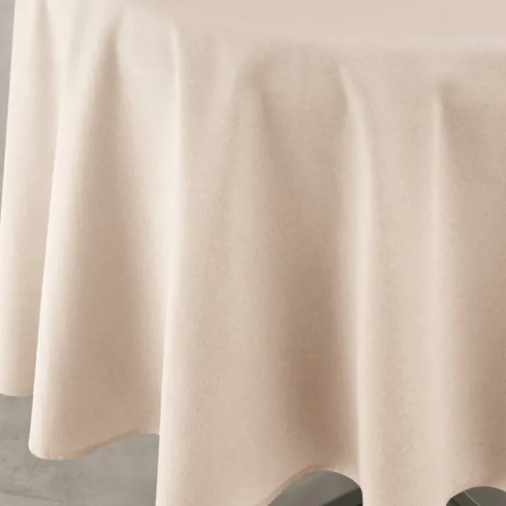 Nappe déperlante anti-taches effet lin pour table ronde