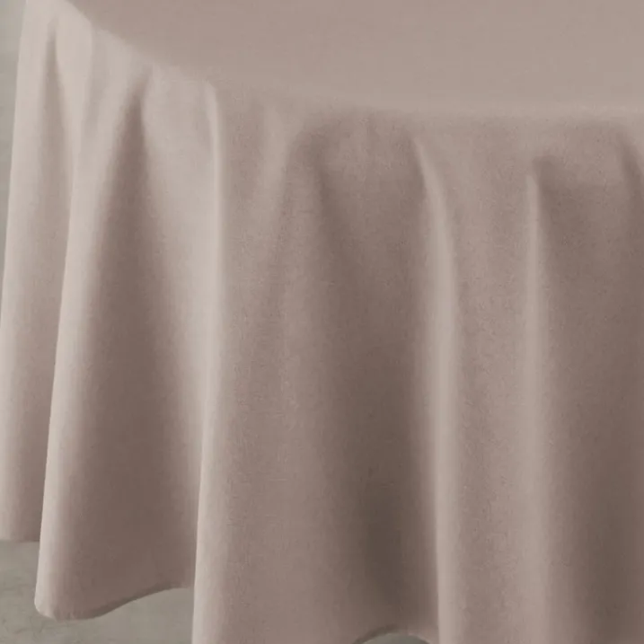 Nappe déperlante anti-taches effet lin pour table ronde