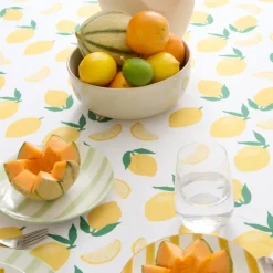 Nappe rectangle anti tache imprimée citron