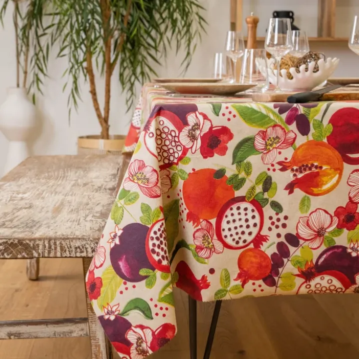 Nappe rectangle enduite motif fruits