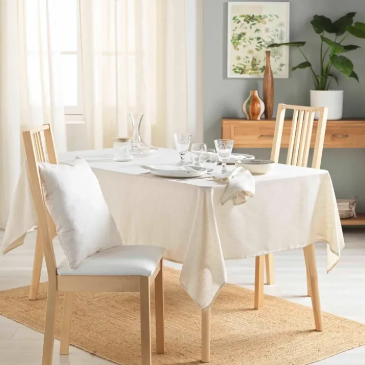Nappe rectangle en poly-lin avec finition ourlet