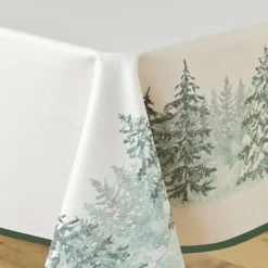 Nappe Rectangle Infroissable Christmas Sapins Imprimé Antitache