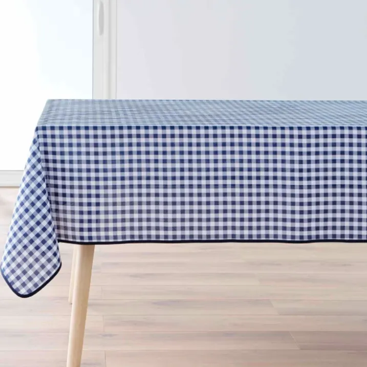Nappe Rectangle Infroissable Vichy Bleu Antitache