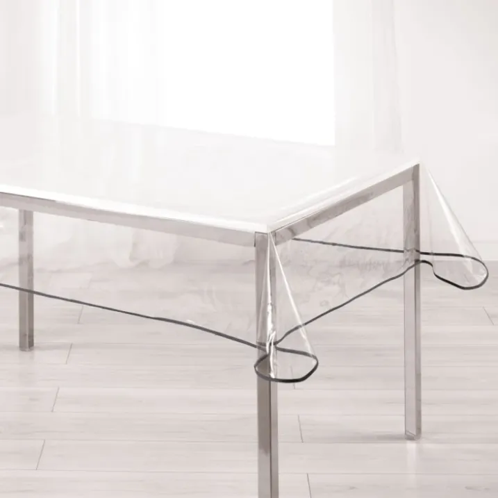 Nappe rectangle transparente ourlet coloré
