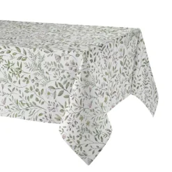 Nappe rectangulaire en coton enduit anti-tache motif végétal