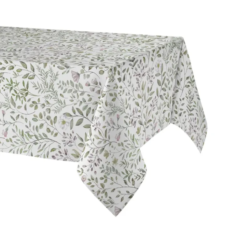 Nappe rectangulaire en coton enduit anti-tache motif végétal