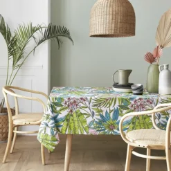 Nappe rectangulaire enduite florale