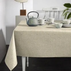 Nappe rectangulaire en polycoton enduit anti-tache unie