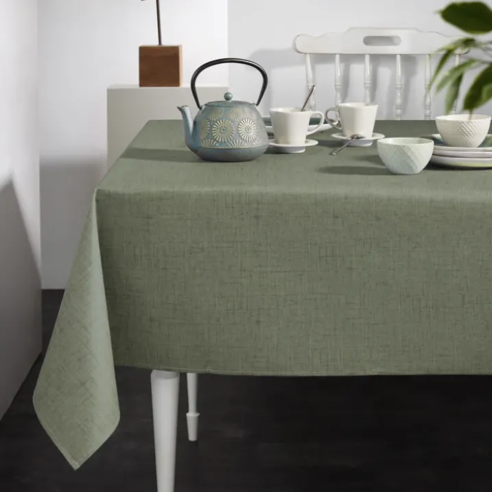Nappe rectangulaire en polycoton enduit anti-tache unie