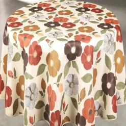 Nappe ronde anti tache à fleurs