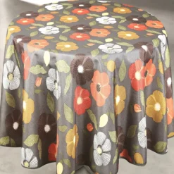 Nappe ronde anti tache à fleurs