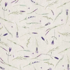Nappe ronde en coton enduit anti-tache motif lavande